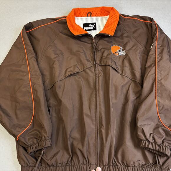 Vtg Cleveland Browns Jacket Mens XL Mesh Lined NFL Football Sportswear Puma Coat - Picture 1 of 9